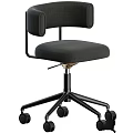 Modern Office Desk and Chair Set with Red Upholstered Chair Wheeled Base and Metal Frame