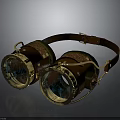 Steampunk Weapon Goggles With Brass Accents And Leather Strap Design