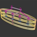 Sturdy Metal Frame Hanging Basket With Wooden Slats And Hooks For Storage