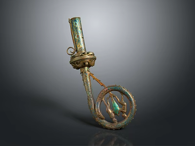 Ancient Bronze Artifact With Intricate Carvings Circular Ring And Greenish Patina Design 3d model