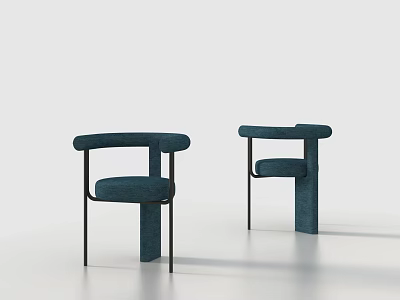 Stylish Modern Teal Dining Chairs With Metal Frame And Upholstered Seats Design 3d model