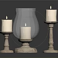 Elegant Wooden Candle Holders With Lit Candles And Glass Cover