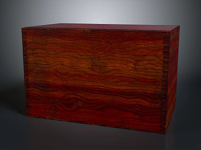 Vintage Red Wooden Chest With Natural Grain Texture And Solid Structure 3d model