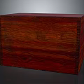 Vintage Red Wooden Chest With Natural Grain Texture And Solid Structure
