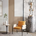Modern Interior With Yellow Accent Chairs Round Side Table And Floor Lamp