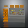 Orange Retail Furniture With Shelf And Glass Door Display Cabinet For Fruits And Food Items