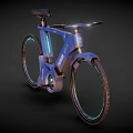 Futuristic Blue Bicycle With Sleek Modern Frame And Glowing LED Wheels