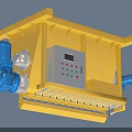 Industrial Equipment With Yellow Body Blue Motor And Control Panel Digital Display Buttons