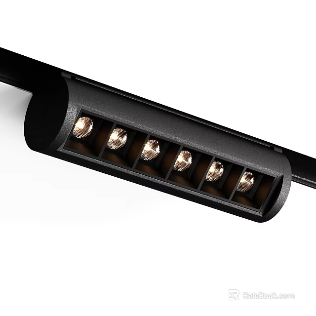 Modern Black Housing LED Downlights and Spotlights with Multiple Bulbs for Home Interior Lighting 3d model 