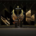 Samsung Storefront Display With W23 5G Smartphone And Modern Black Gold Design