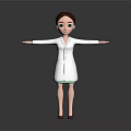 Female Game and Movie Character in White Doctor Coat with Arms Outstretched