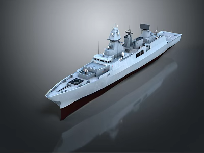 Modern Military Warship Model With Detailed Superstructure Weapon Systems And Design 3d model