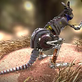Kangaroo Robot Wearing Blue Boxing Gloves Near Kangaroo Warning Sign On Hay Bales