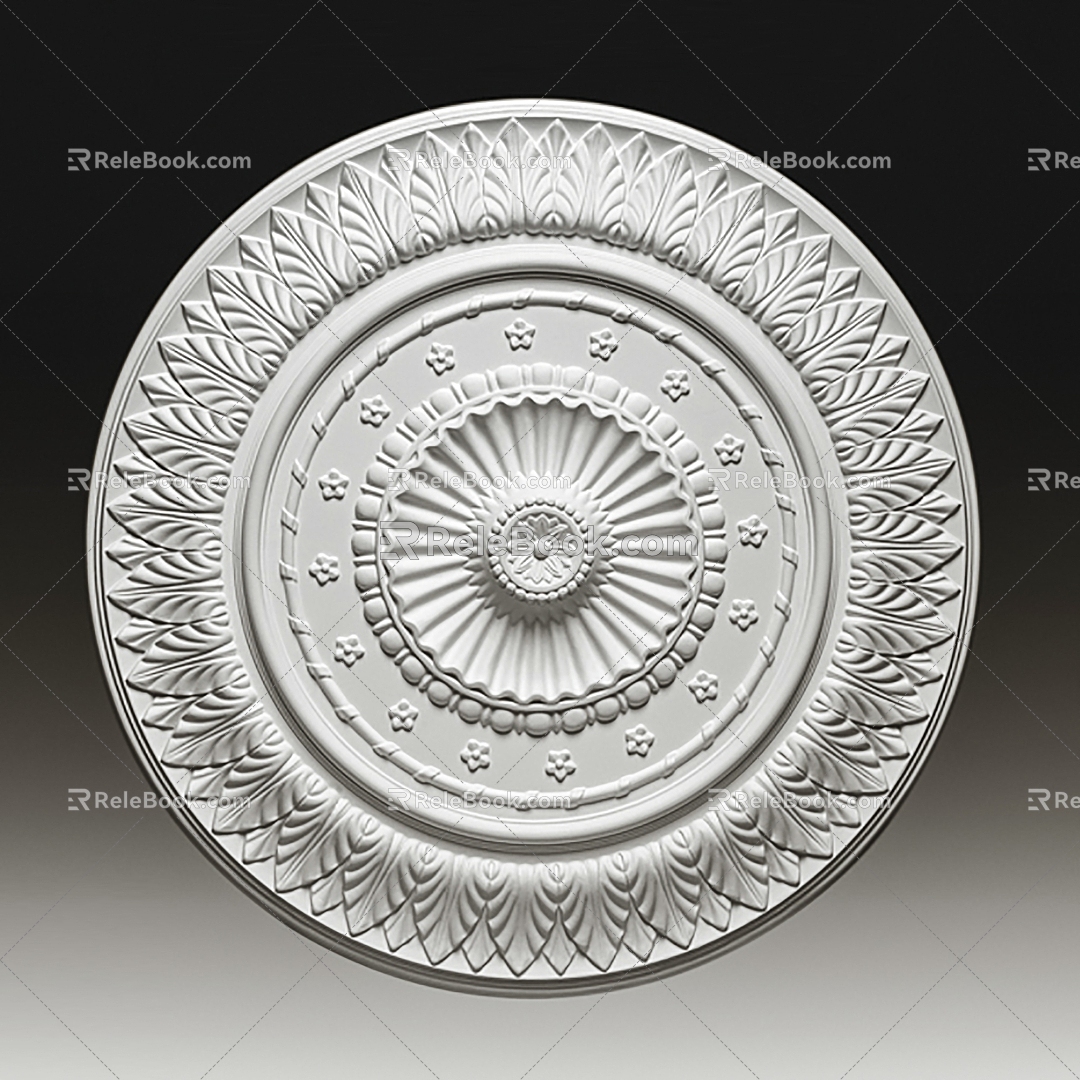 European-style carved round cake pendant 3d model