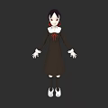 3D Anime Game and Movie Character with Dark Hair Red Eyes Brown Dress White Gloves