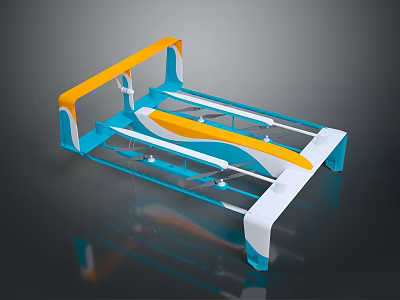 Modern Blue White And Orange Equipment With Streamlined Frame And Support Rails 3d model