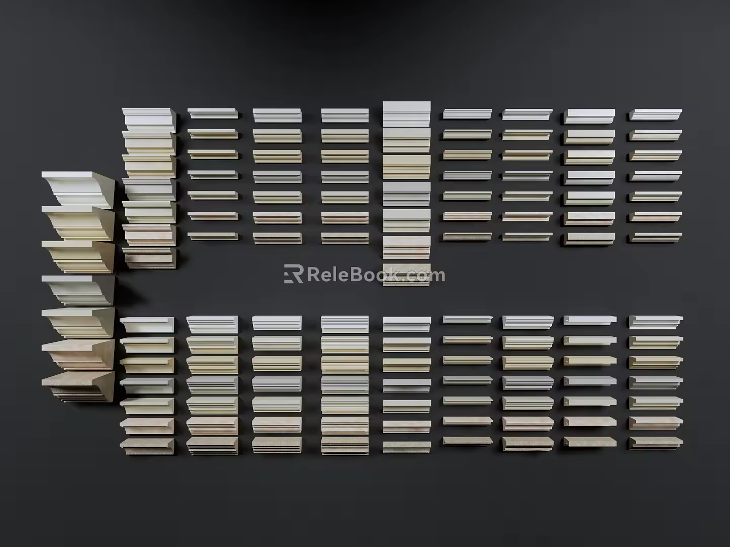 European-style plaster line cornice dado ceiling component 3d model
