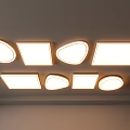 Stylish Ceiling Lights With Round Square And Oval Shapes Illuminated On Ceiling 3d model
