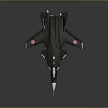 Dark Colored Fighter Jet With Red Star Markings Pointed Nose Number 102 3D Render