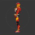 Red And Yellow Black Warrior Armor With Detailed Helmet And Costume Design