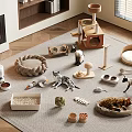 Cozy Indoor Cat Tree With Natural Wood Design And Cat Toys Bed Scratching Post