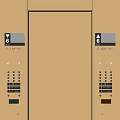 Modern Elevator Interior Design Featuring Wooden Paneling Wall Lamps And Metal Handrails