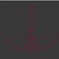 Red And White Bow With Curved Limbs And Decorative Design As Traditional Weapon