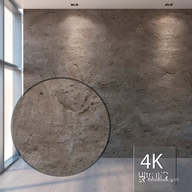 Circular Textured Concrete Component Against Rough Wall With Natural Light 3d model