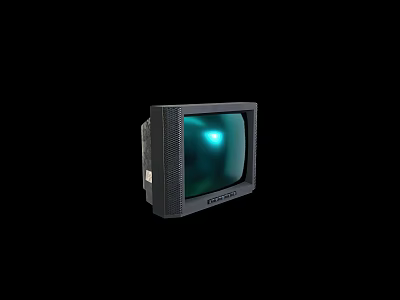 Vintage CRT Television With Green Glowing Screen And Classic Retro Design 3d model