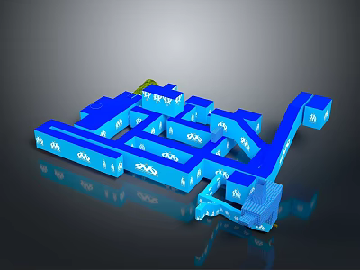 Modern Blue 3D Furniture Model With Stereoscopic Architectural Structure Design 3d model