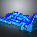 Modern Blue 3D Furniture Model With Stereoscopic Architectural Structure Design