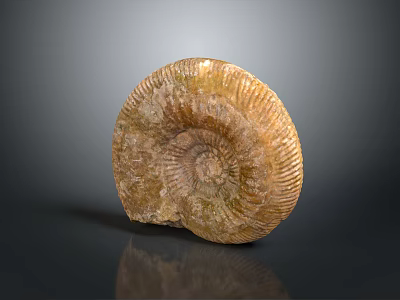 Unique Spiral Fossil Wall Decor with Natural Amber Textured Surface and Elegant Design 3d model