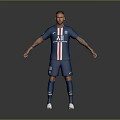 Football Player Character In PSG Blue Jersey With Tattoos And Sports Equipment