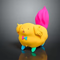 Cute Yellow Puppy Shaped Game Character With Pink Tail Blue Bow Tie And Colorful Paws