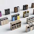 Public Facilities Waste Sorting Bins With Multiple Colors And Various Designs 3d model