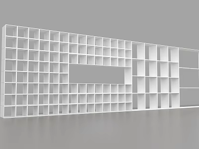 Modern White Grid Storage Shelf With Rectangular Open Compartments And Minimalist Design 3d model