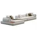 Modern Fabric Sectional Sofa Set With Modular Design Decorative Cushions And Throw Blanket 3d model