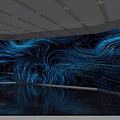 Immersive Art Installation In Dark Space With Colorful Light Effects And Flowing Petal Projections