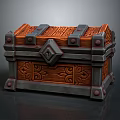 Wooden Storage Chest With Carved Patterns And Metal Accents For Household Use