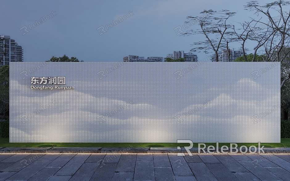 Modern Landscape Wall Gradient Luminous Landscape Wall Community Landscape Wall Park Landscape Wall Entrance Landscape Wall Perforated Plate Special-shaped Wall model