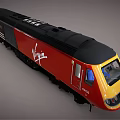 Red Virgin Train With Yellow Front And Black Roof Exterior Design