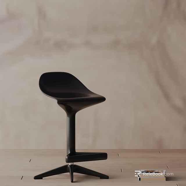 Modern Black Bar Stool With Curved Seat Sleek Design For Kitchen Bar Area 3d model 