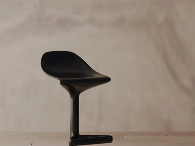 Modern Black Bar Stool With Curved Seat Sleek Design For Kitchen Bar Area 3d model