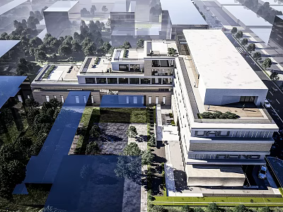 Modern Urban Hotel Building With Multi Storey Design And Rooftop Greenery 3d model