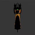 Mythical Black Yellow Dragon Creature With Green Eyes And Spiked Body Design