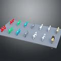 Mini Motorcycle Models in Multiple Colors Arranged Neatly on Gray Platform 3d model