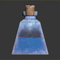 Blue Glass Bottle With Cork Stopper Transparent Body And Blue Liquid