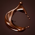 Premium Liquid Chocolate Splash With Curved Shape And Small Decorative Balls For Dessert
