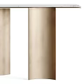 Elegant Modern Table With Cylindrical Golden Legs And White Marble Tabletop 3d model