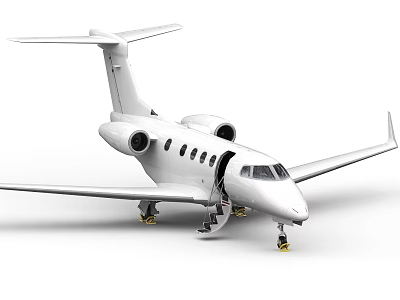 White Passenger Jet With Open Door Boarding Stairs Visible Wings And Tail 3d model